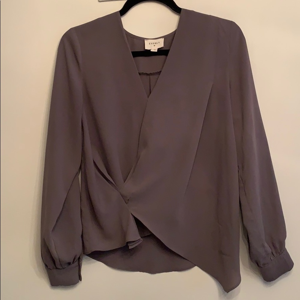 Drape front blouse, Deep grey